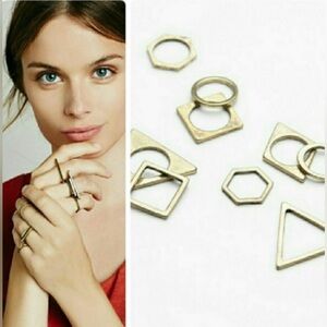 NWT Free People Gold Geometric Ring Set